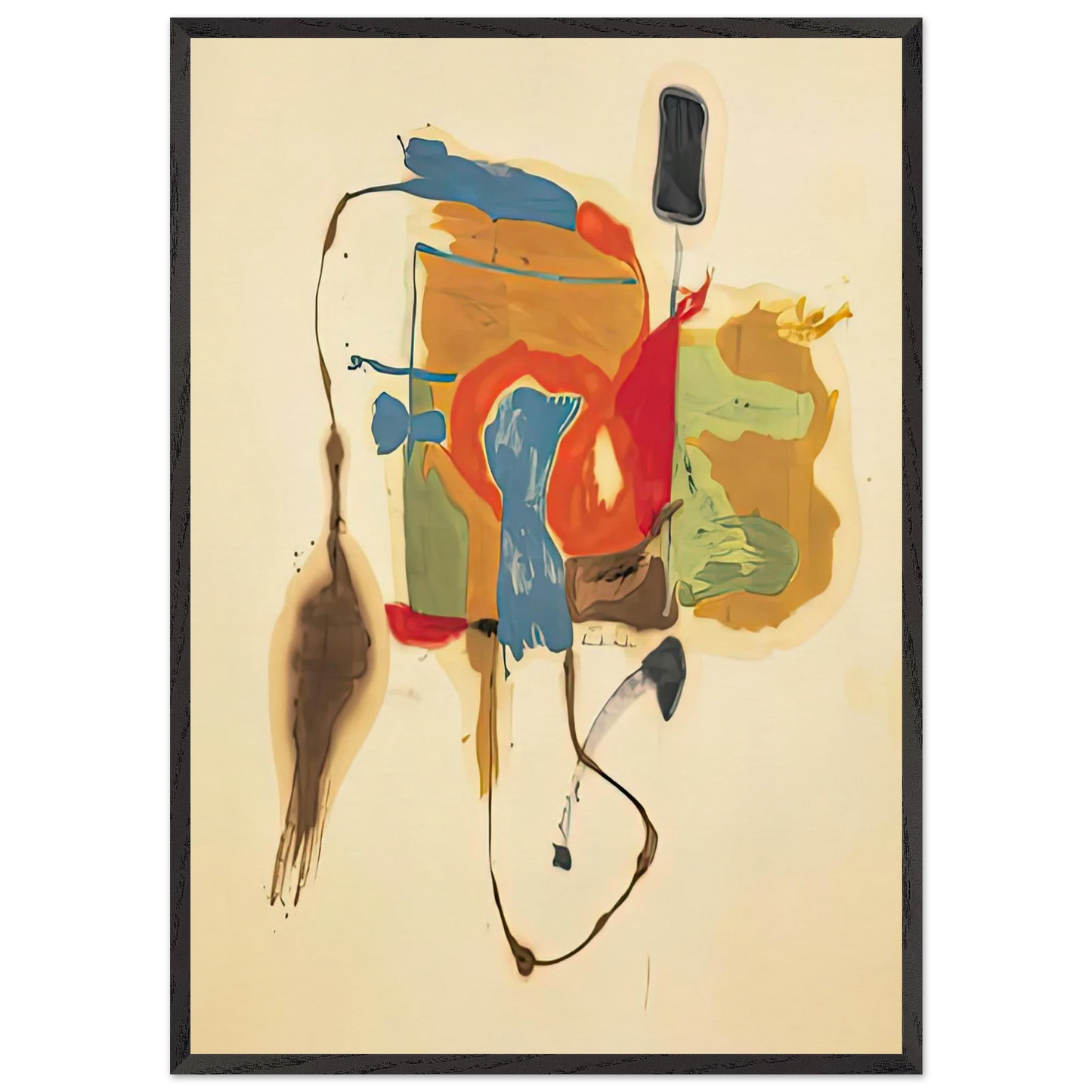 Blue Form in a Scene 1961- - Helen Frankenthaler Framed Art Print – Black Wooden Frame - Default Title - -Framed Art Print