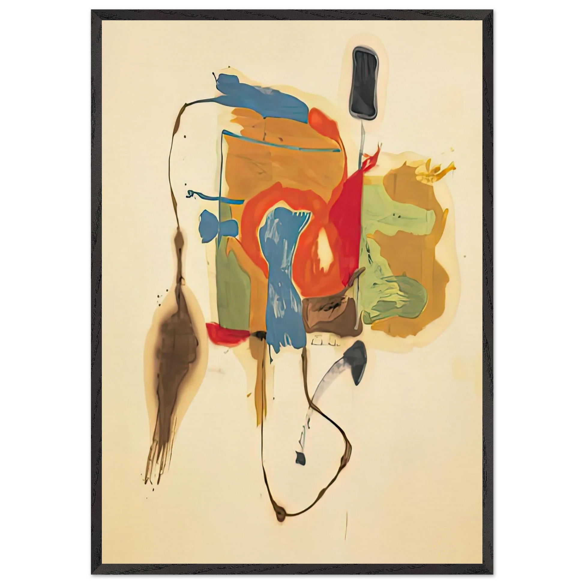 Blue Form in a Scene 1961- - Helen Frankenthaler Framed Art Print – Black Wooden Frame - Default Title - -Framed Art Print