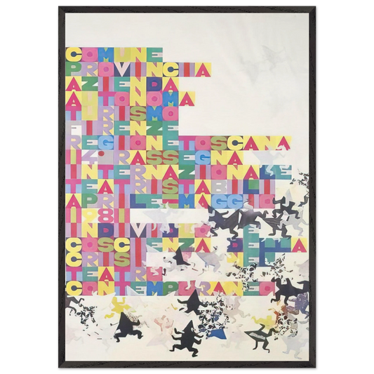 RASSEGNA INTERNAZIONALE TEATRI STABILI FACCINE COLORATE 1979 - Alighiero Boetti Framed Art Print – Black Wooden Frame - Default Title - -Framed Art Print