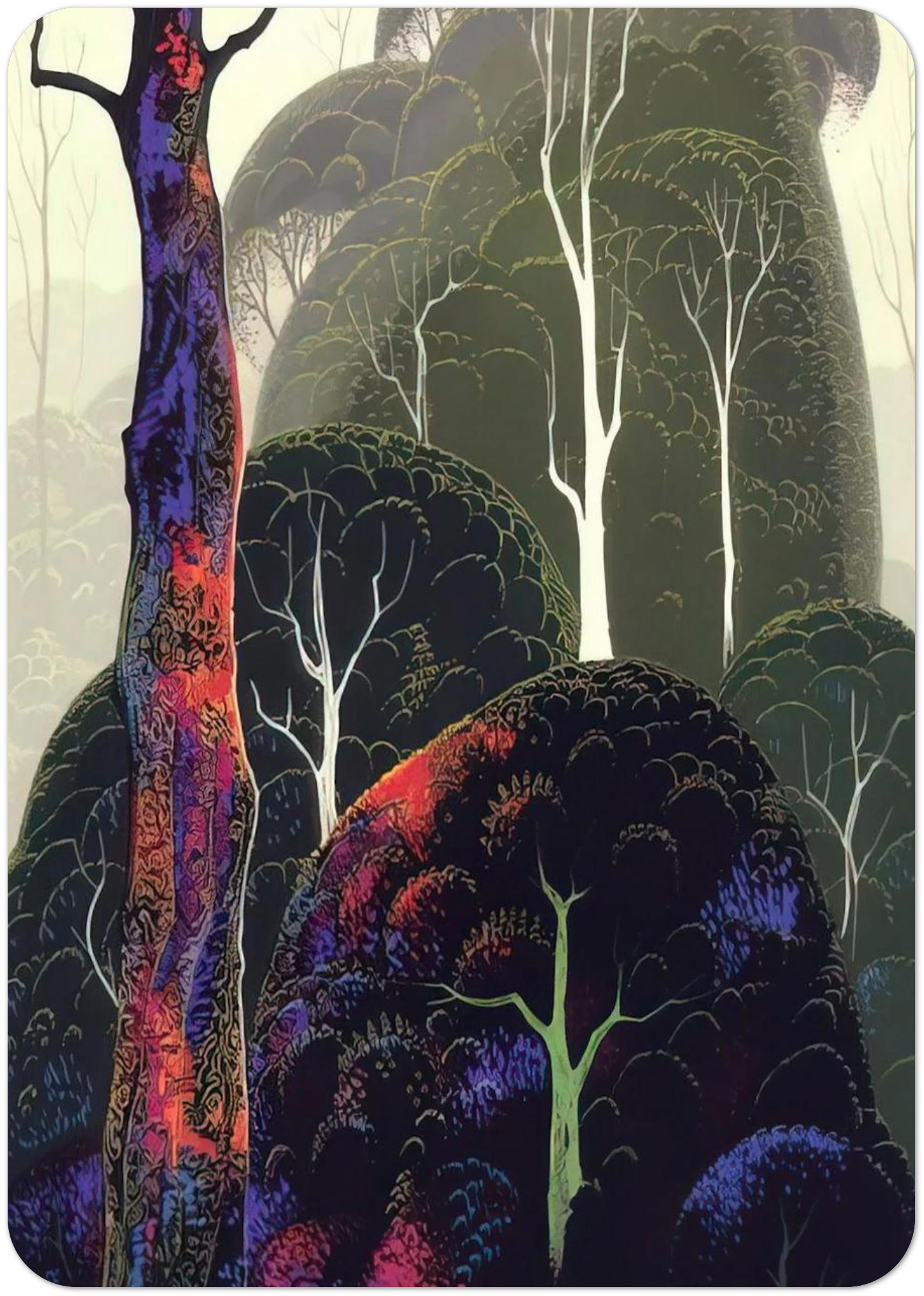 Early Autumn By Eyvind Earle Pack of 10 Post Cards | Eyvind Earle Post Cards | A6 (10.5 x 14.8 cm) - 4.1 x 5.8 inches