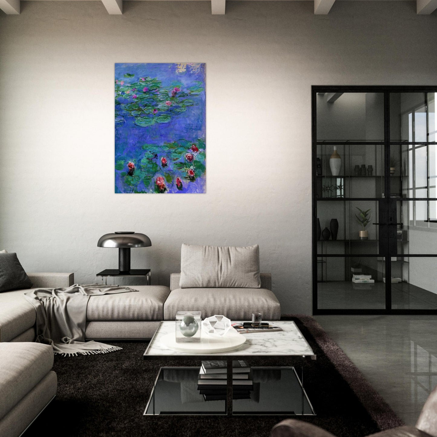 Water Lilies Red - claude monet Brushed Aluminum Print - 70x100 cm / 28x40 inches | claude monet Aluminum Print | claude monet Prints