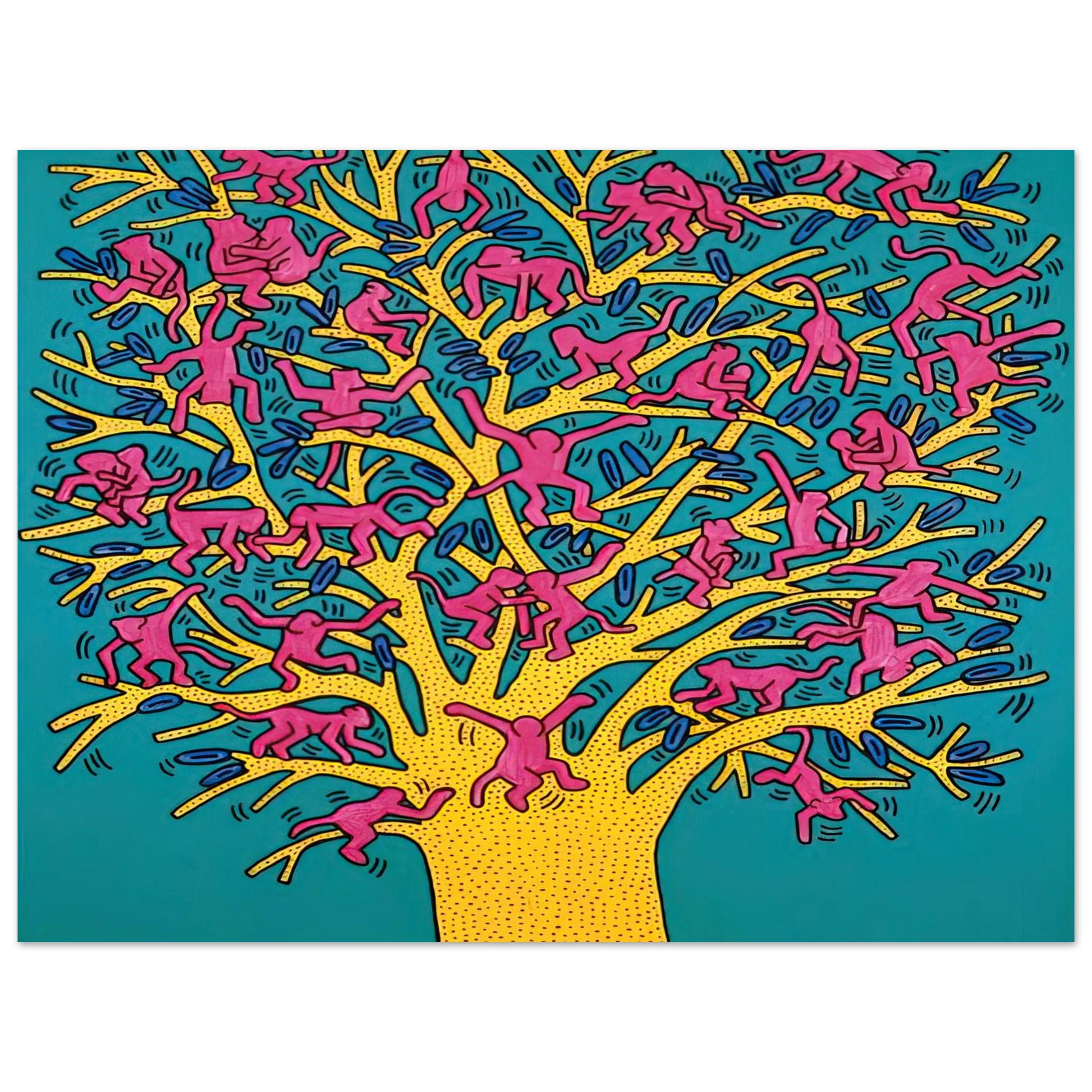 Keith Haring - THE TREE OF MONKEYS Fine Art Poster - Default Title