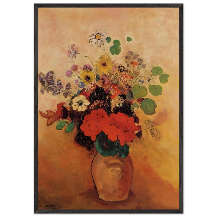 VASE OF FLOWERS 5 - Odilon Redon 70x100 cm / 28x40 inches Framed Art Print – Black Wooden Frame