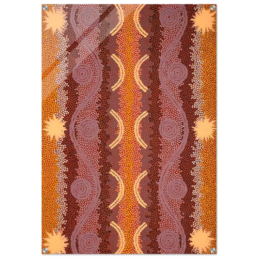 Possum and Rock Wallaby Dreaming at Mount Allan - 1996 - Clifford Possum Tjapaltjarri Acrylic Print - 70x100 cm / 28x40″ inches | Clifford Possum Tjapaltjarri Wall Art | Clifford Possum Tjapaltjarri Prints