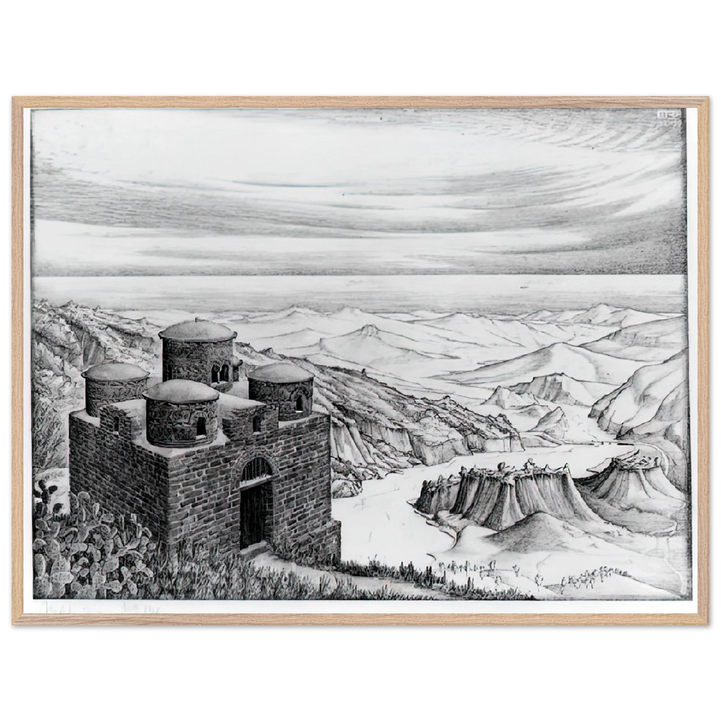 MC Escher - CATTOLICA OF STILO CALABRIA 1930 Wall Art - 60x80 cm / 24x32 inches - Premium Wooden Framed Poster With Fine Art Paper - Black frame