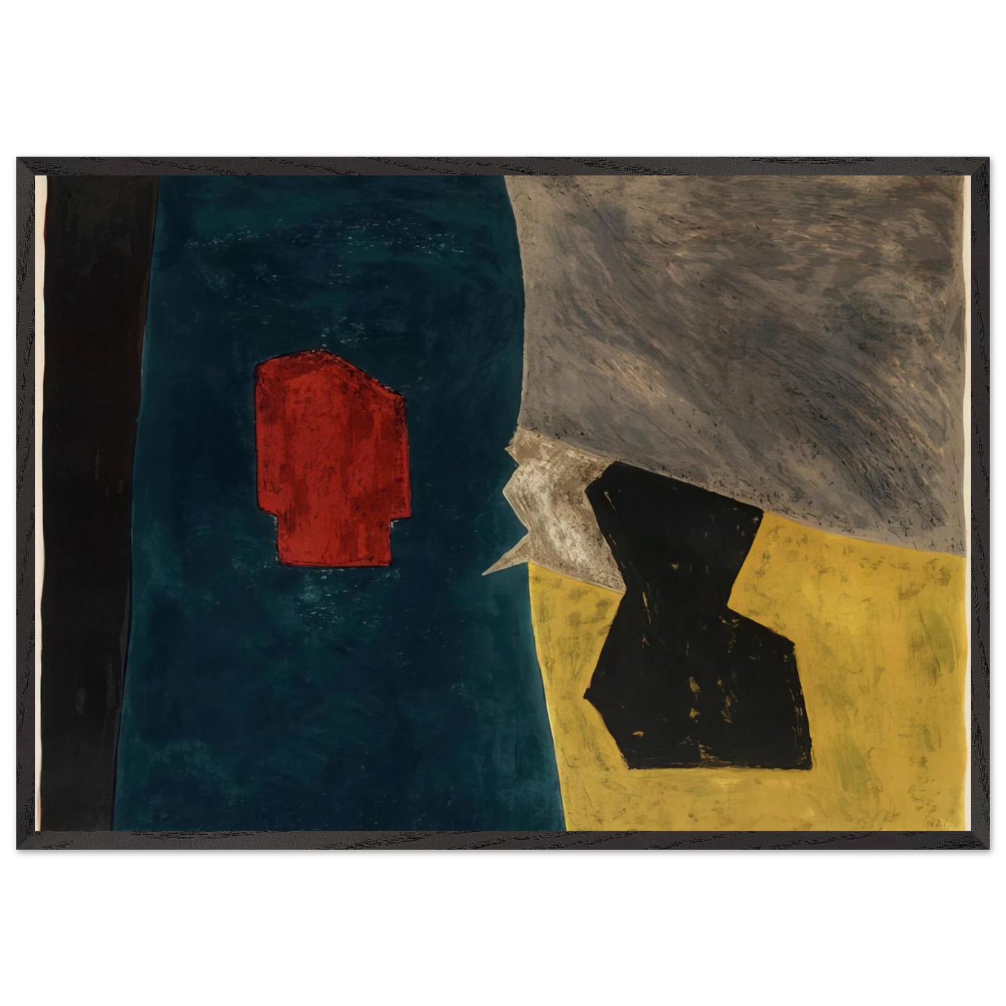 Composition bleue jaune et grise - 1958 - Serge Poliakoff Framed Art Print – Black Wooden Frame - Default Title - -Framed Art Print