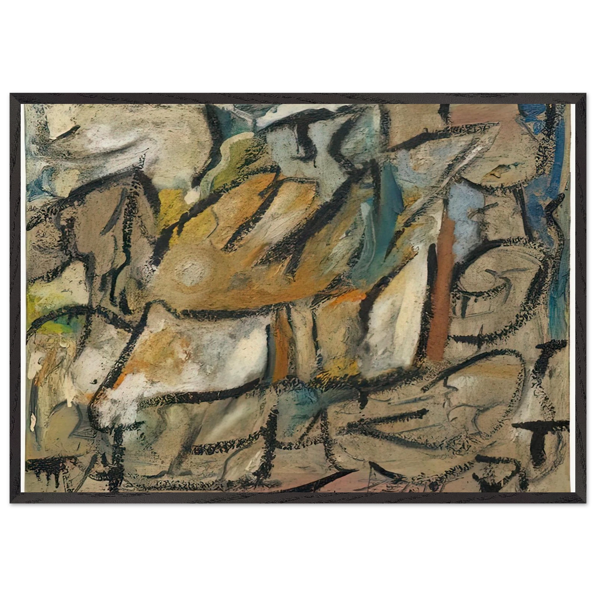 August Weather 1951- - Helen Frankenthaler Framed Art Print – Black Wooden Frame - Default Title - -Framed Art Print