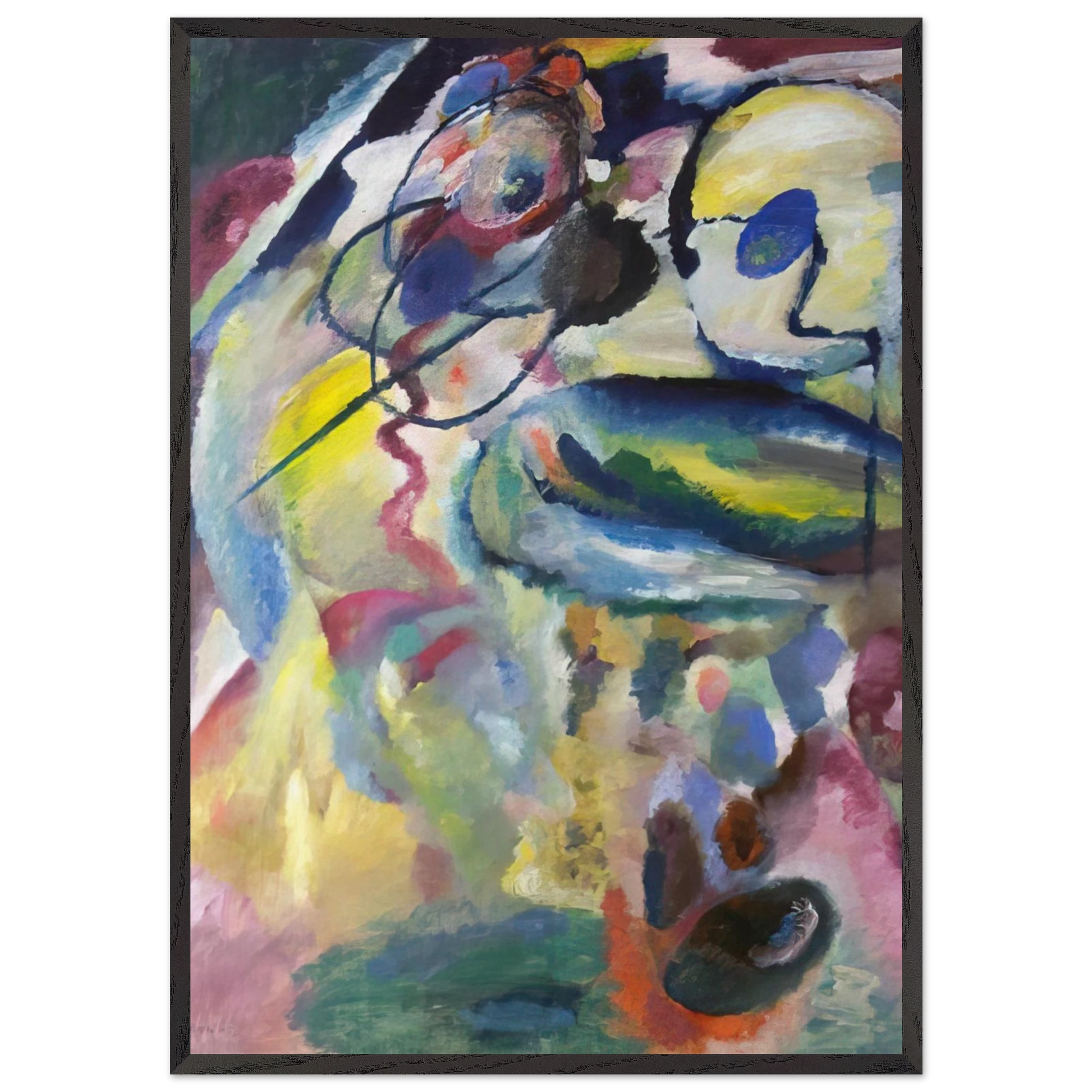 PICTURE WITH A CIRCLE 1911 - Wassily Kandinsky Framed Art Print – Black Wooden Frame - Default Title - -Framed Art Print