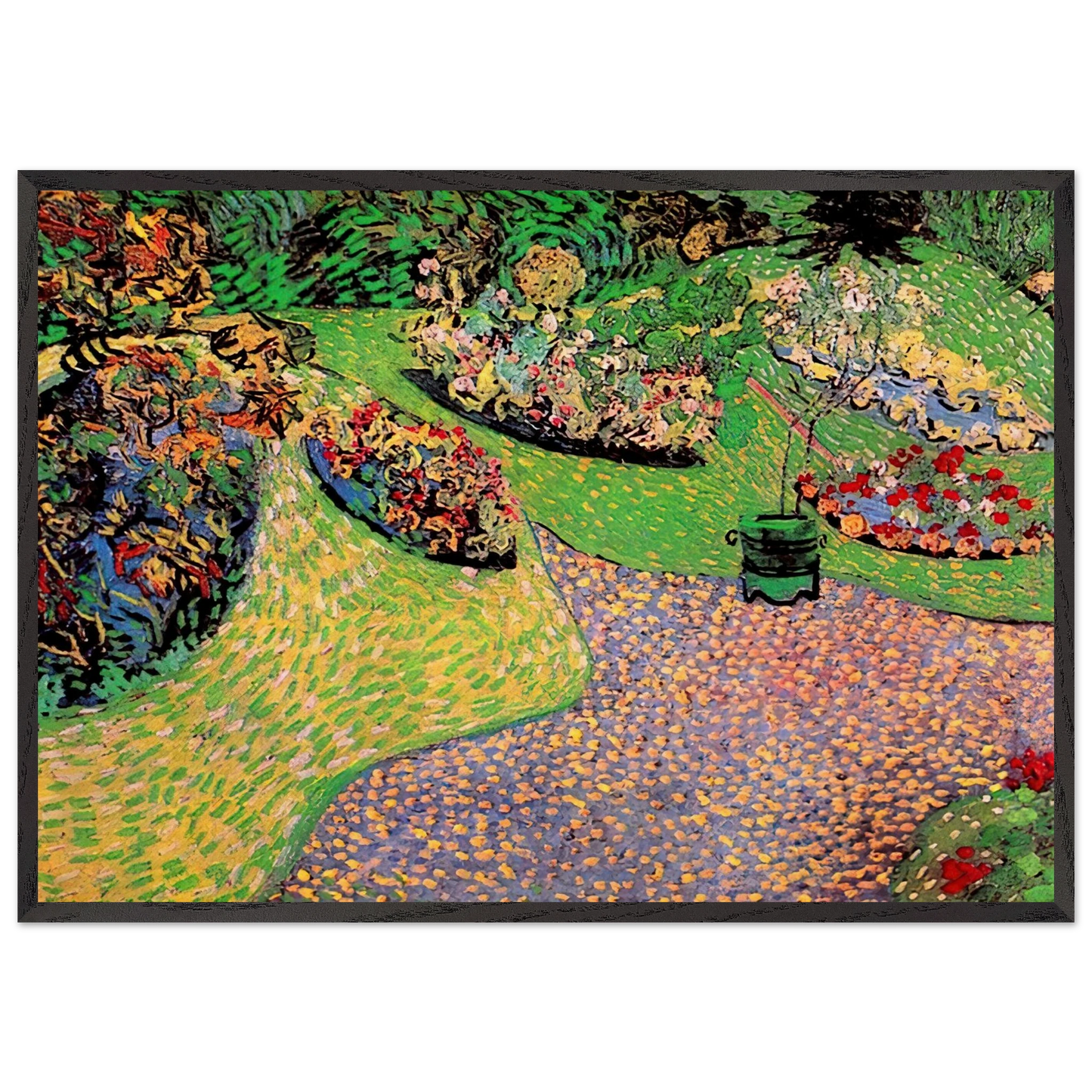 Garden in Auvers - Vincent van Gogh Framed Art Print – Black Wooden Frame - Default Title - -Framed Art Print
