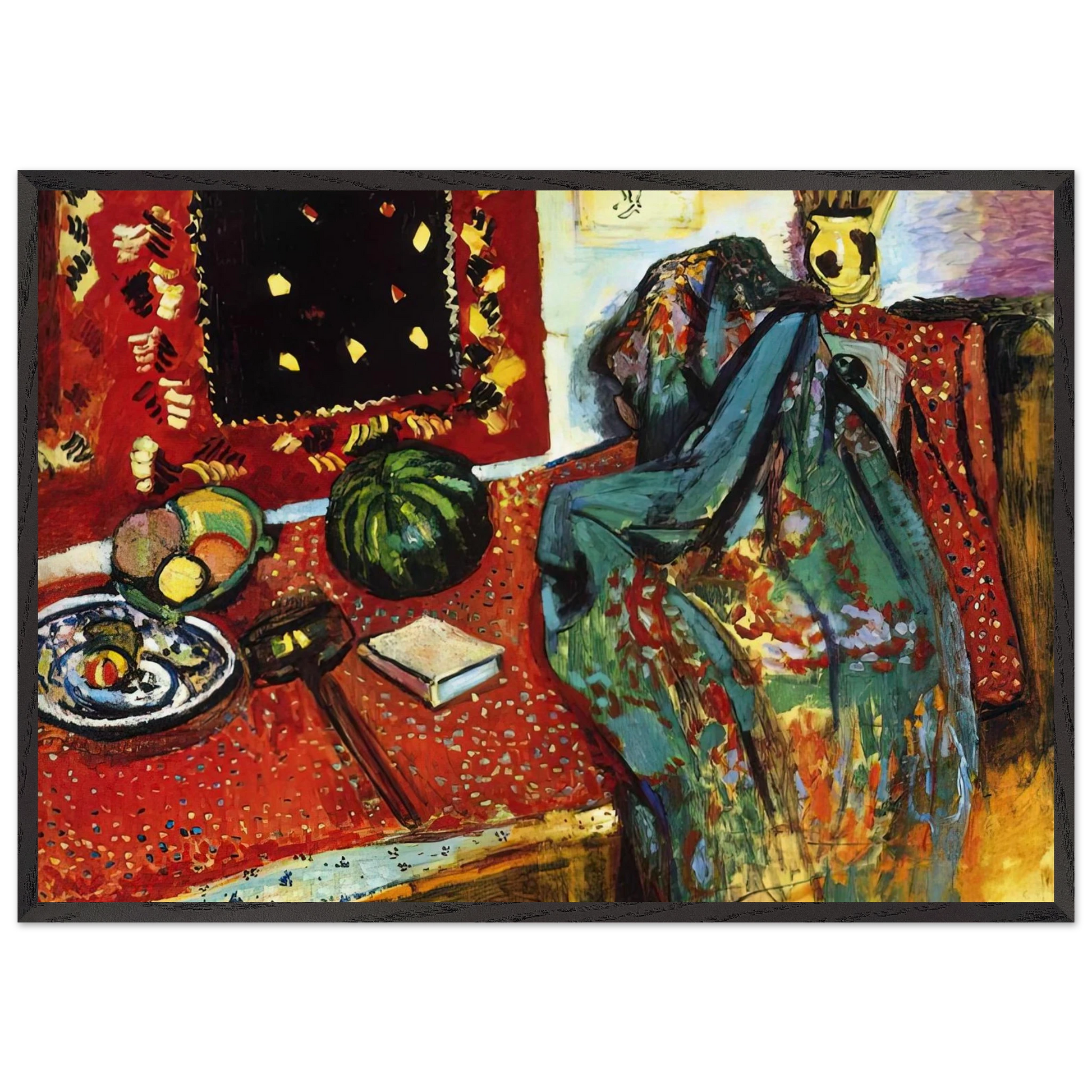 STILL LIFE WITH A RED RUG 1906 - Henri Matisse Framed Art Print – Black Wooden Frame - Default Title - -Framed Art Print