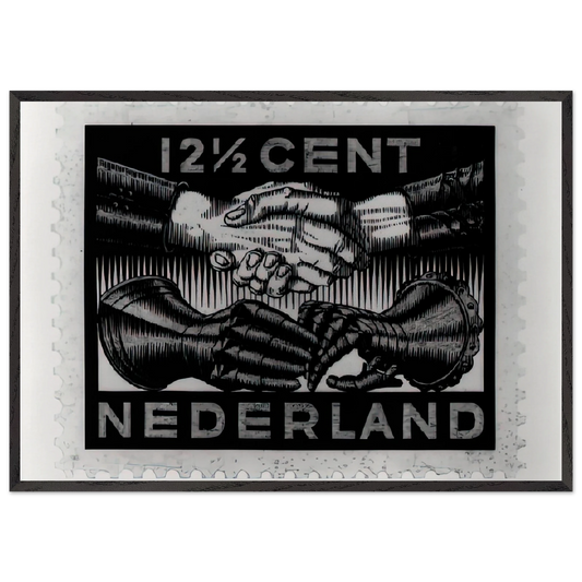 DESIGN FOR DUTCH PEASE POSTAGE STAMP MARCH 1932 1932 - MC Escher Framed Art Print – Black Wooden Frame - Default Title - -Framed Art Print