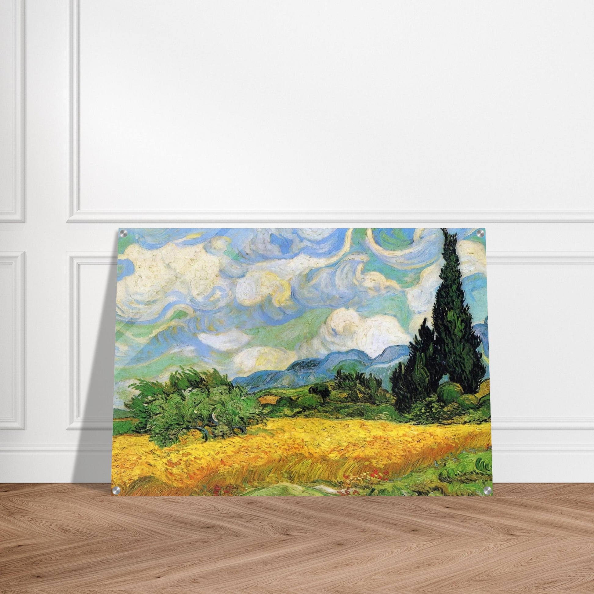 Wheat Field with Cypresses at the Haude Galline near Eygalieres - Vincent van Gogh Acrylic Print - 70x100 cm / 28x40″ inches