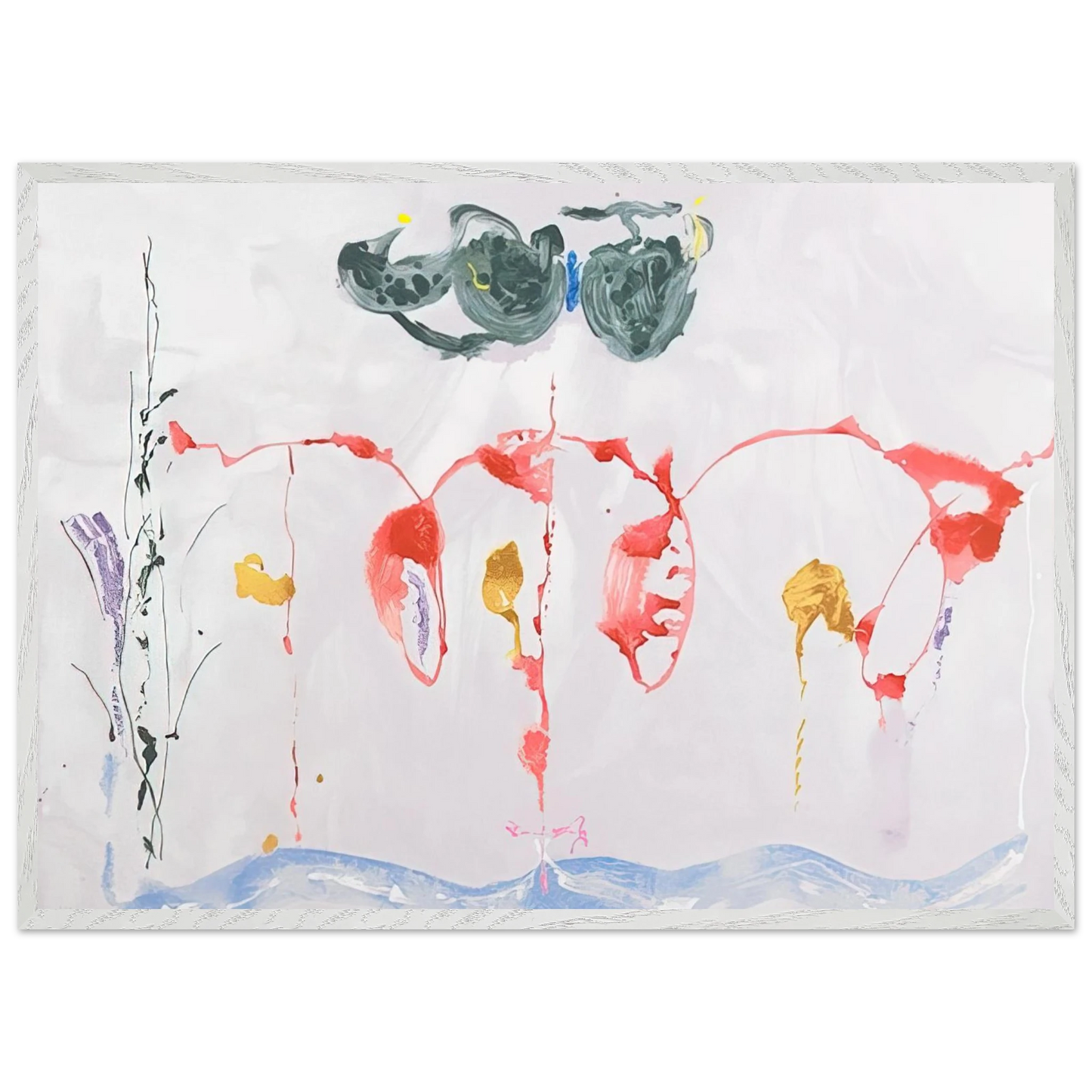 Helen Frankenthaler - Aerie - 2009 Wall art - 30x40 cm / 12x16 inches - Premium Wooden Framed Poster With Fine Art Paper - White frame