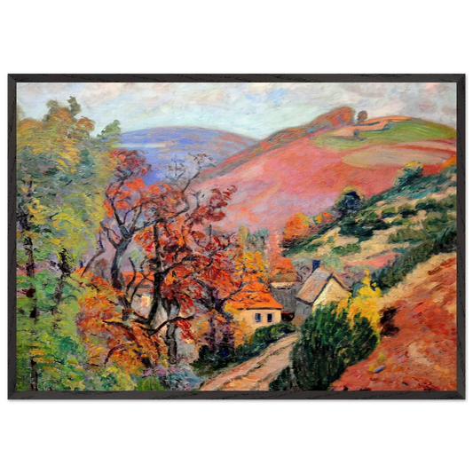 Mountain Landscape - Pontgibaud village in Peschadoire - Armand Guillaumin Framed Art Print – Black Wooden Frame - Default Title - -Framed Art Print