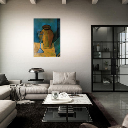Pot, Glass and Book - 1908 - Pablo Picasso Brushed Aluminum Print - 70x100 cm / 28x40 inches | Pablo Picasso Aluminum Print | Pablo Picasso Prints