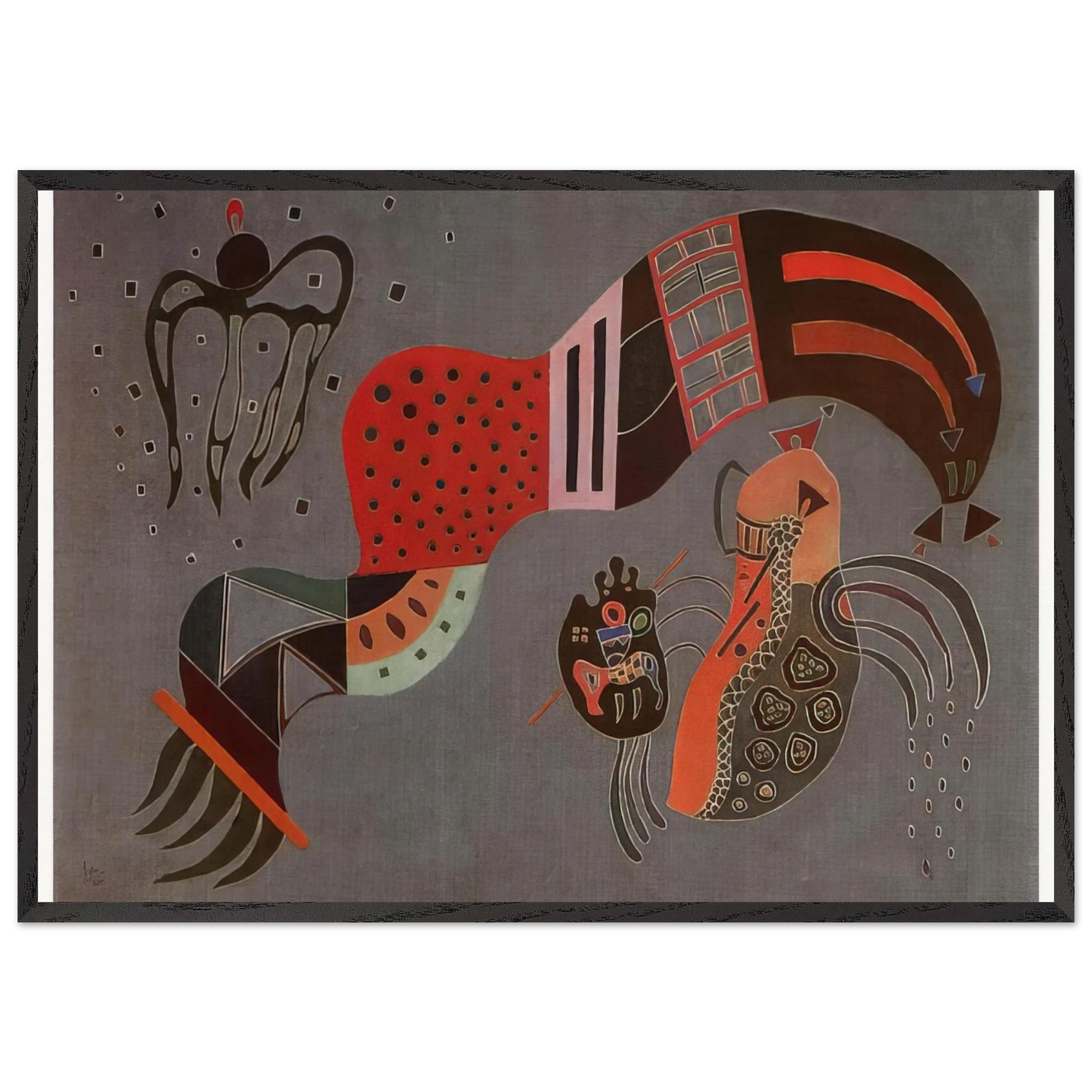 TEMPERED ELAN 1944 - Wassily Kandinsky 70x100 cm / 28x40 inches Framed Art Print – Black Wooden Frame