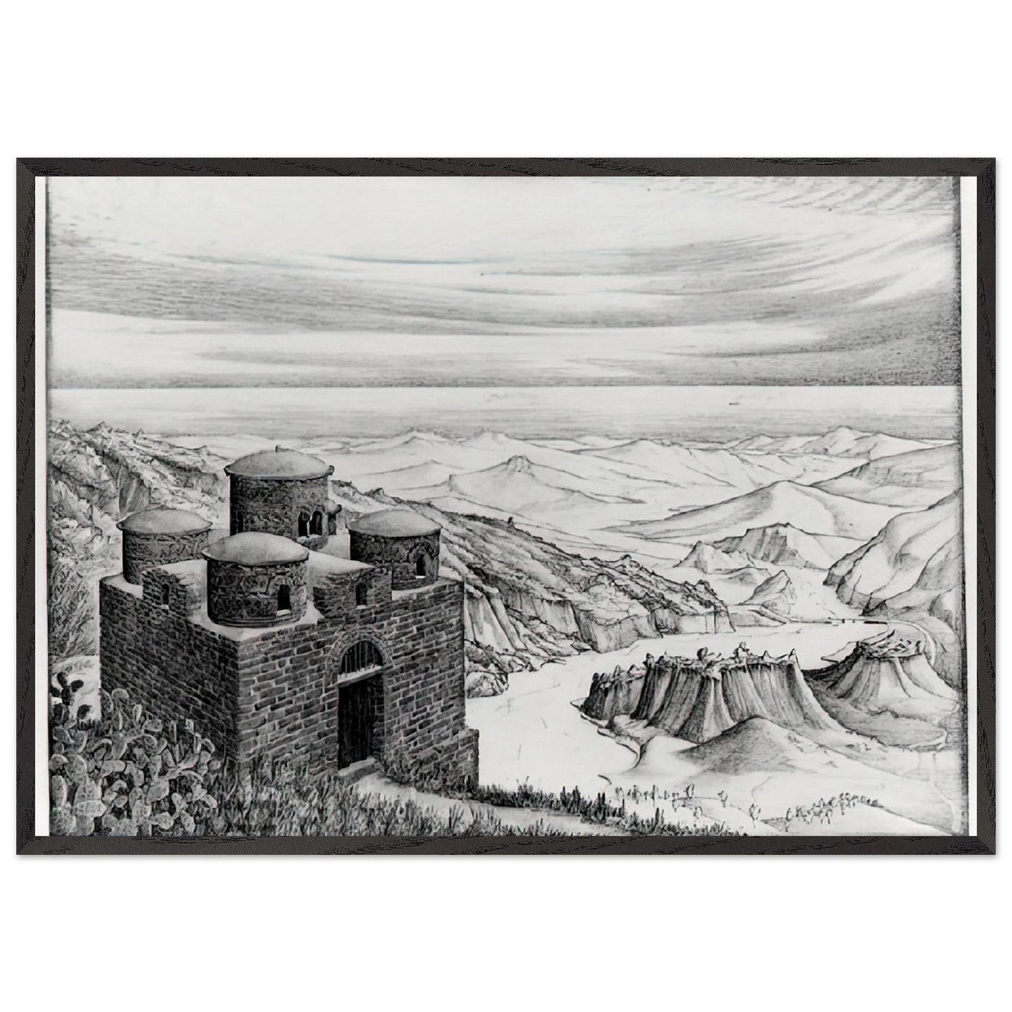 CATTOLICA OF STILO CALABRIA 1930 - MC Escher Framed Art Print – Black Wooden Frame - Default Title - -Framed Art Print