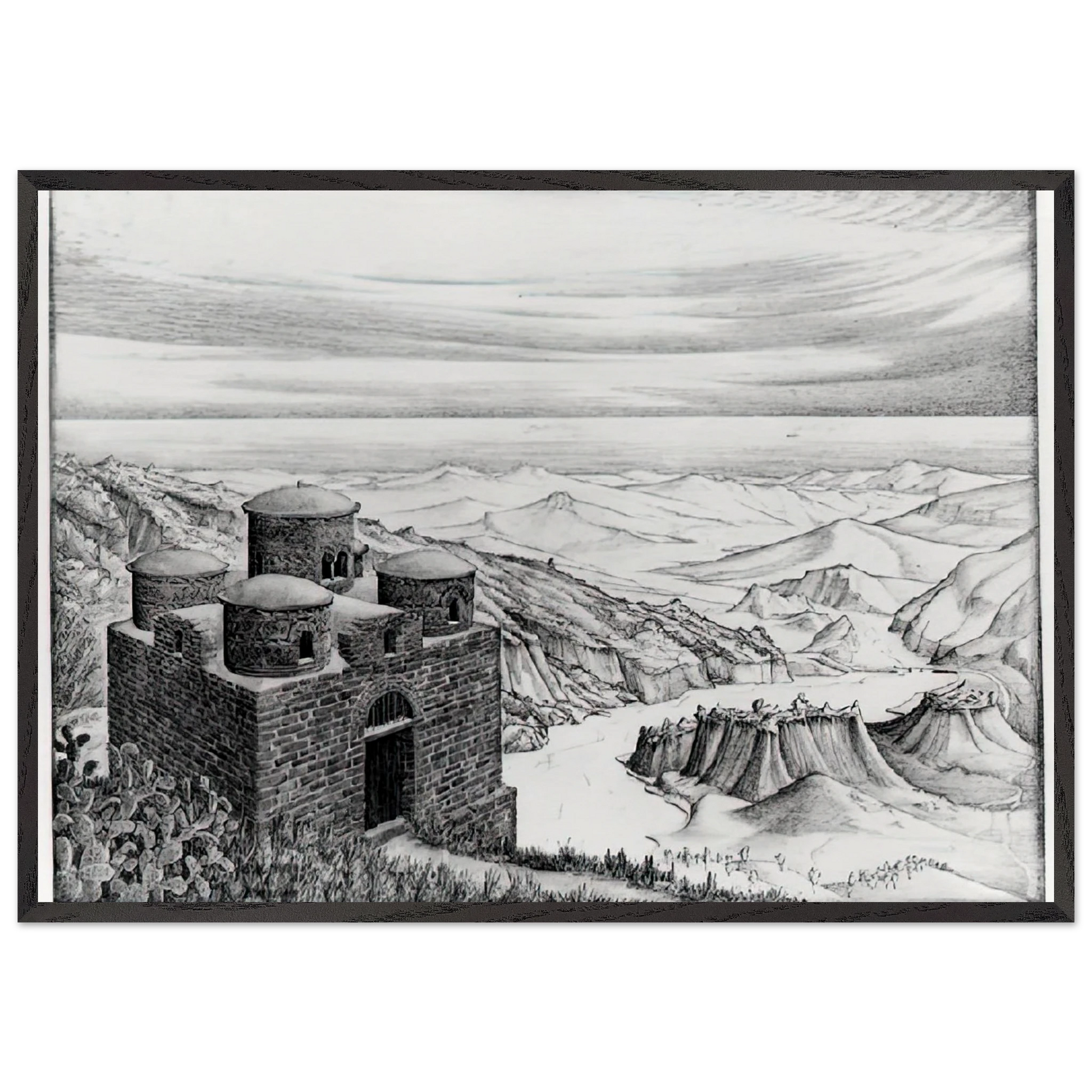 CATTOLICA OF STILO CALABRIA 1930 - MC Escher Framed Art Print – Black Wooden Frame - Default Title - -Framed Art Print