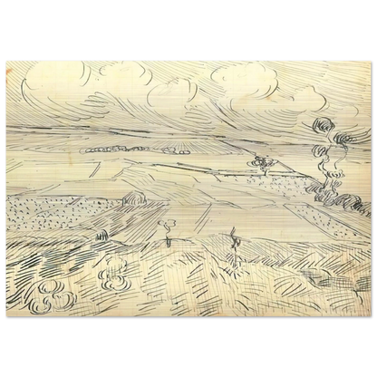 Wheat Fields - Vincent van Gogh Brushed Aluminum Print - 70x100 cm / 28x40 inches | Vincent van Gogh Aluminum Print | Vincent van Gogh Prints