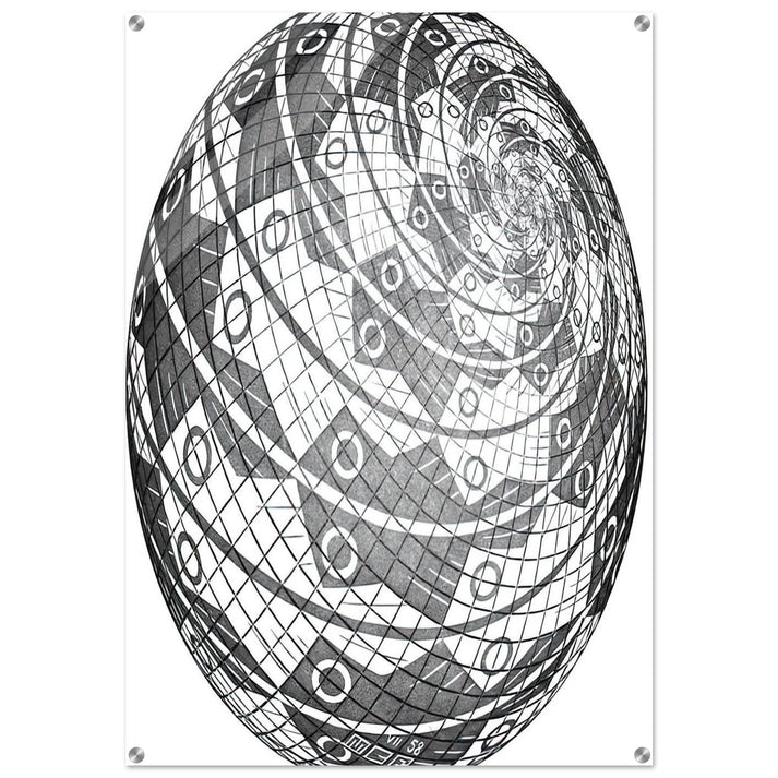 SPHERE SURFACE WITH FISHES - MC Escher Acrylic Print - 70x100 cm / 28x40″ inches | MC Escher Wall Art | MC Escher Prints