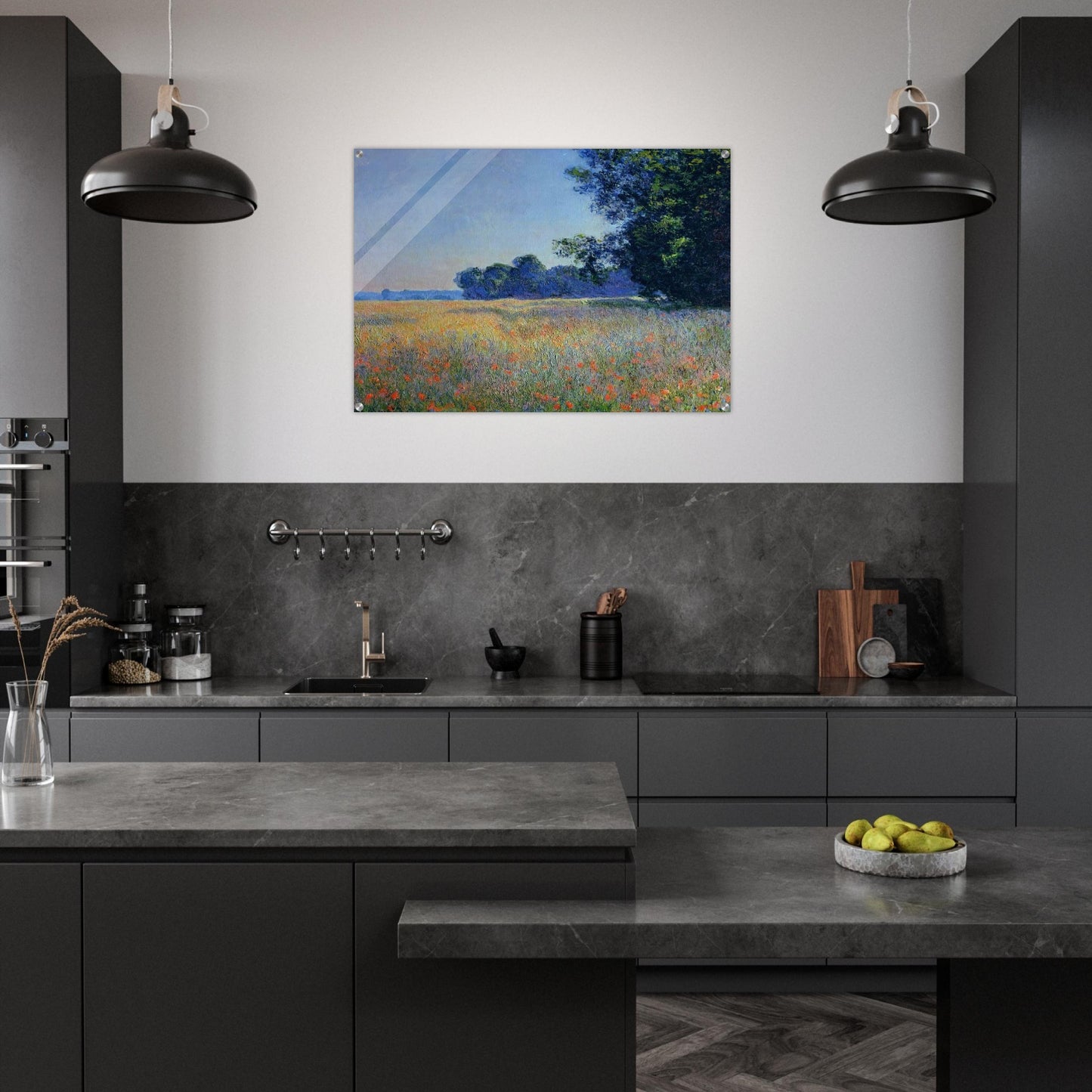 Oat and Poppy Field, Giverny - claude monet Acrylic Print - 70x100 cm / 28x40″ inches