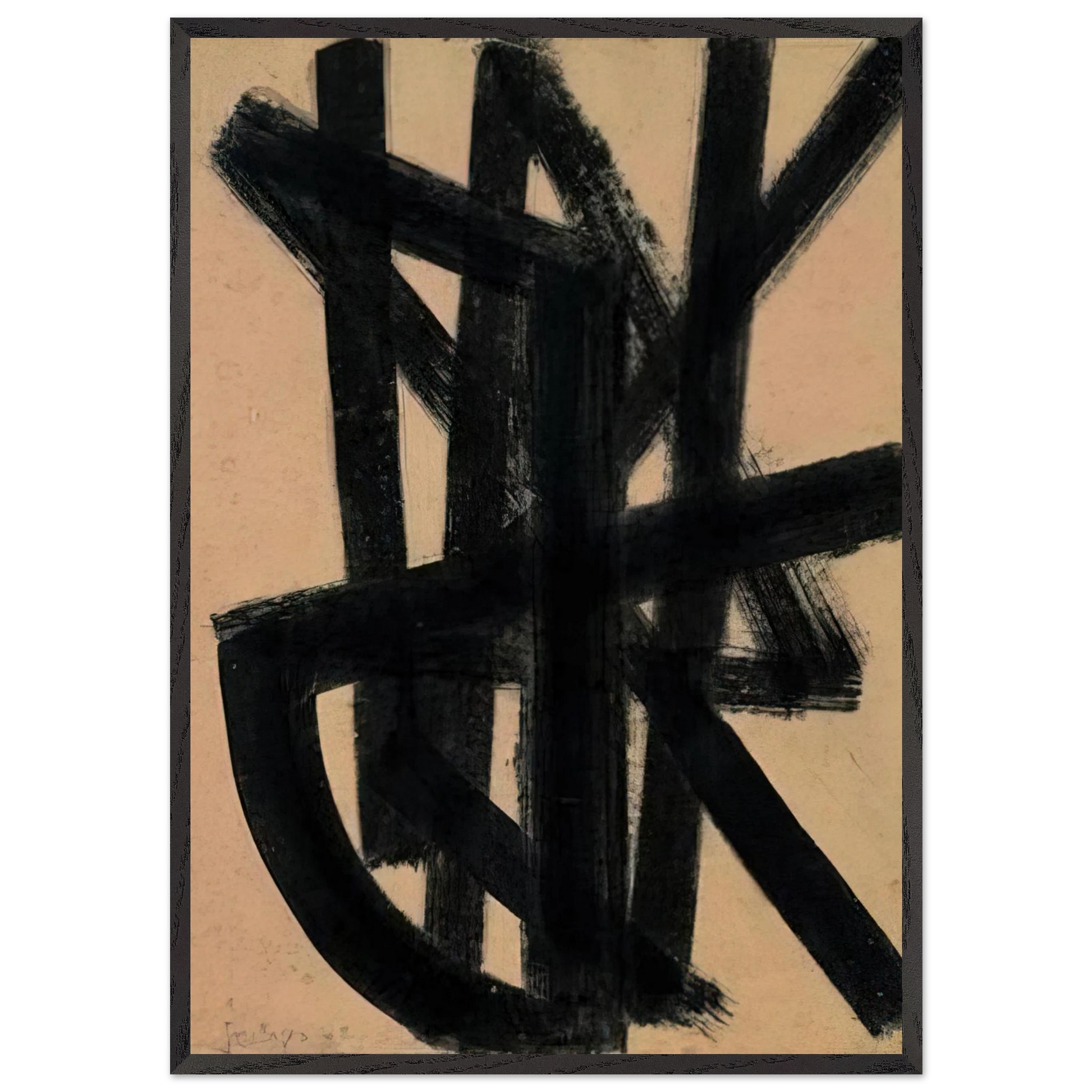 Brou de noix 65 x 50 cm 1948 - 1948 - Pierre Soulages Framed Art Print – Black Wooden Frame - Default Title - -Framed Art Print
