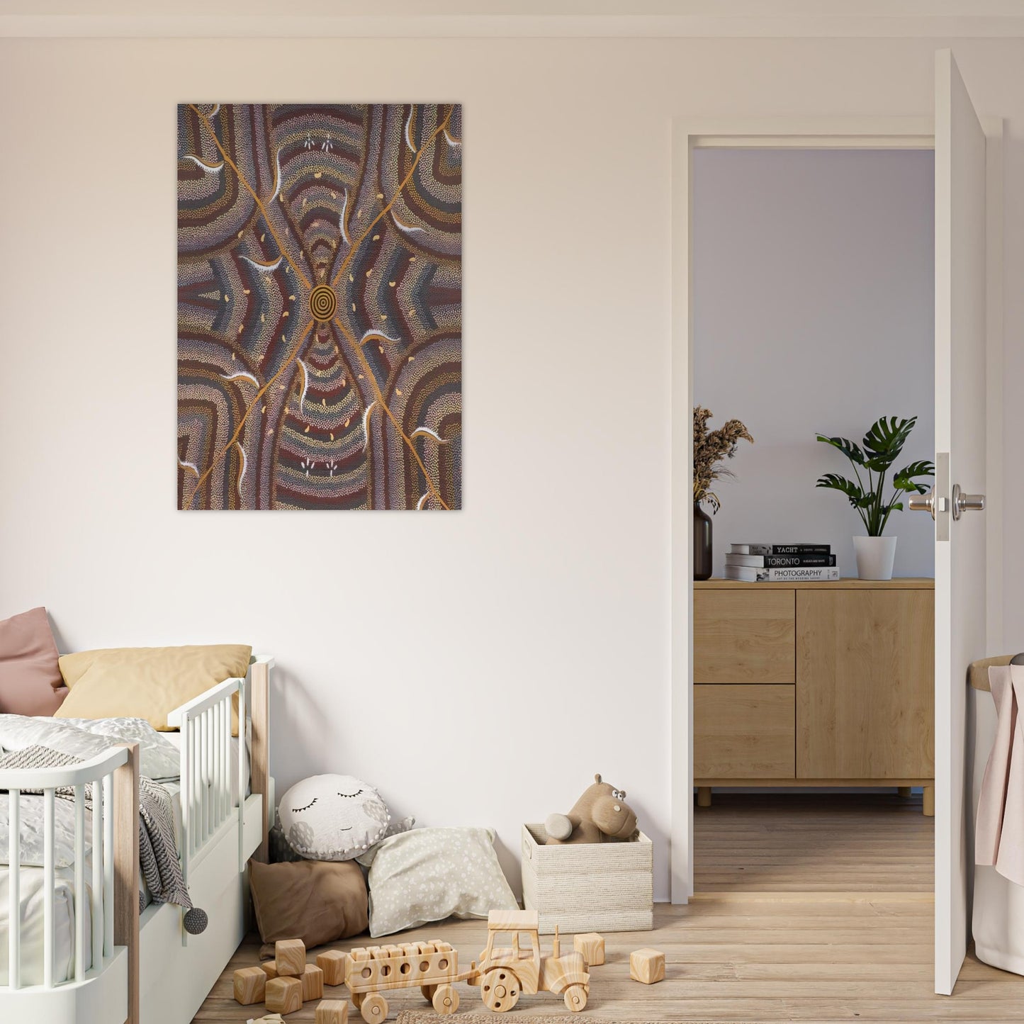 Untitled - 1987 - Clifford Possum Tjapaltjarri Brushed Aluminum Print - 70x100 cm / 28x40 inches | Clifford Possum Tjapaltjarri Aluminum Print | Clifford Possum Tjapaltjarri Prints