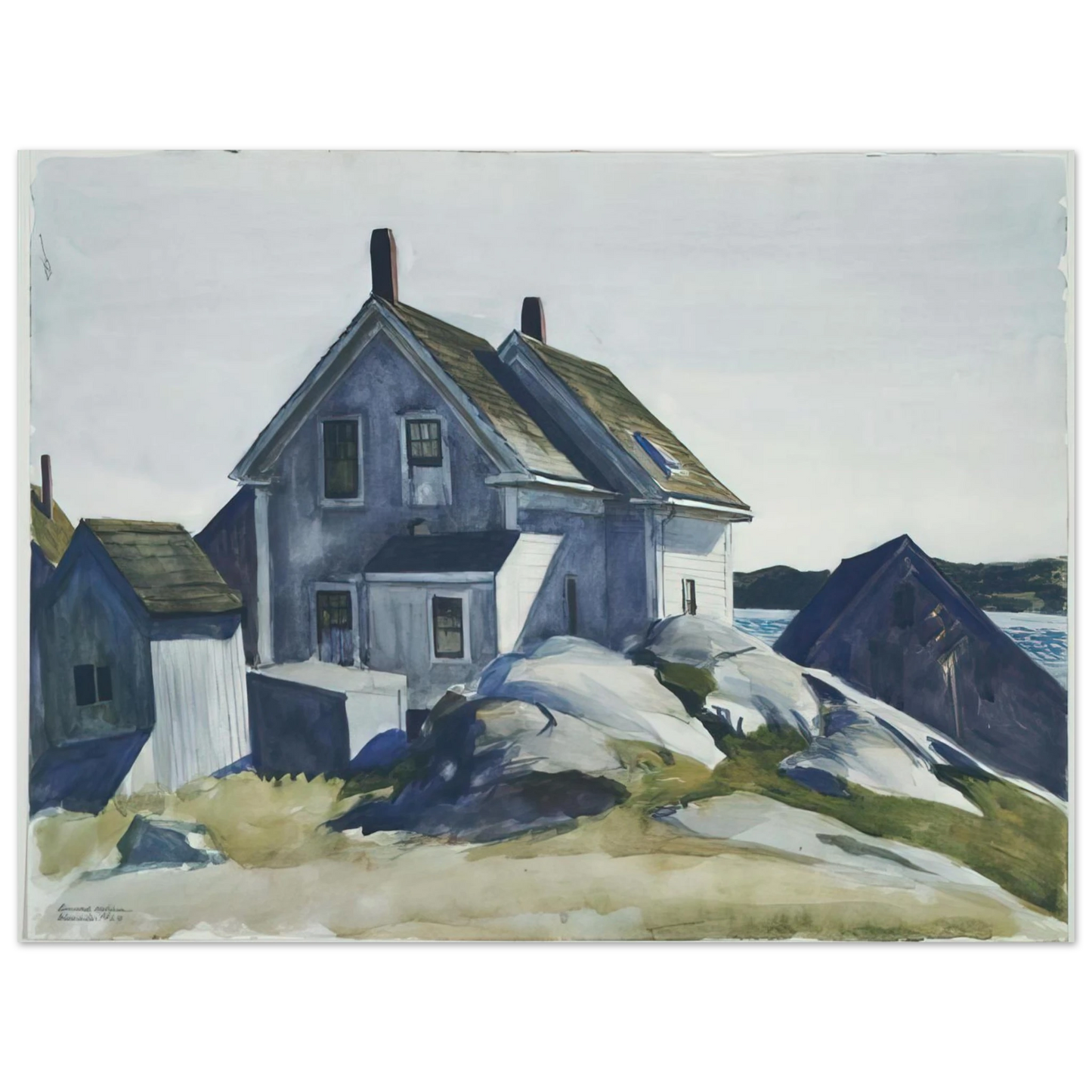Edward Hopper - House at the Fort, Gloucester Fine Art Poster - 13x18 cm / 5x7 inches