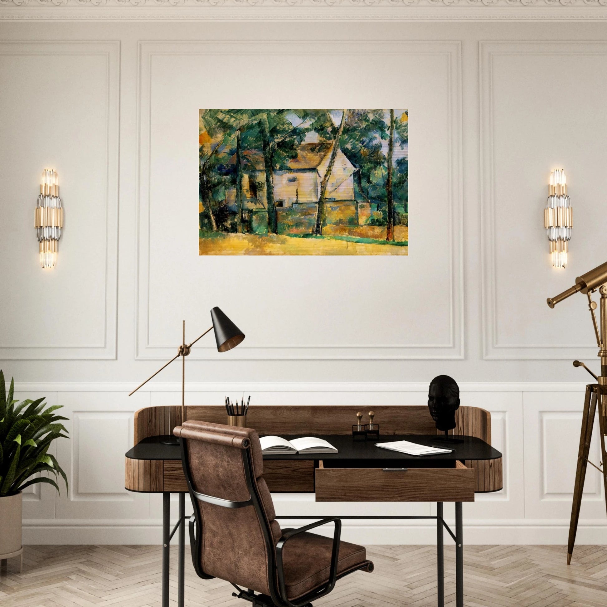 House and Trees - Paul Cézanne Brushed Aluminum Print - 70x100 cm / 28x40 inches | Paul Cézanne Aluminum Print | Paul Cézanne Prints