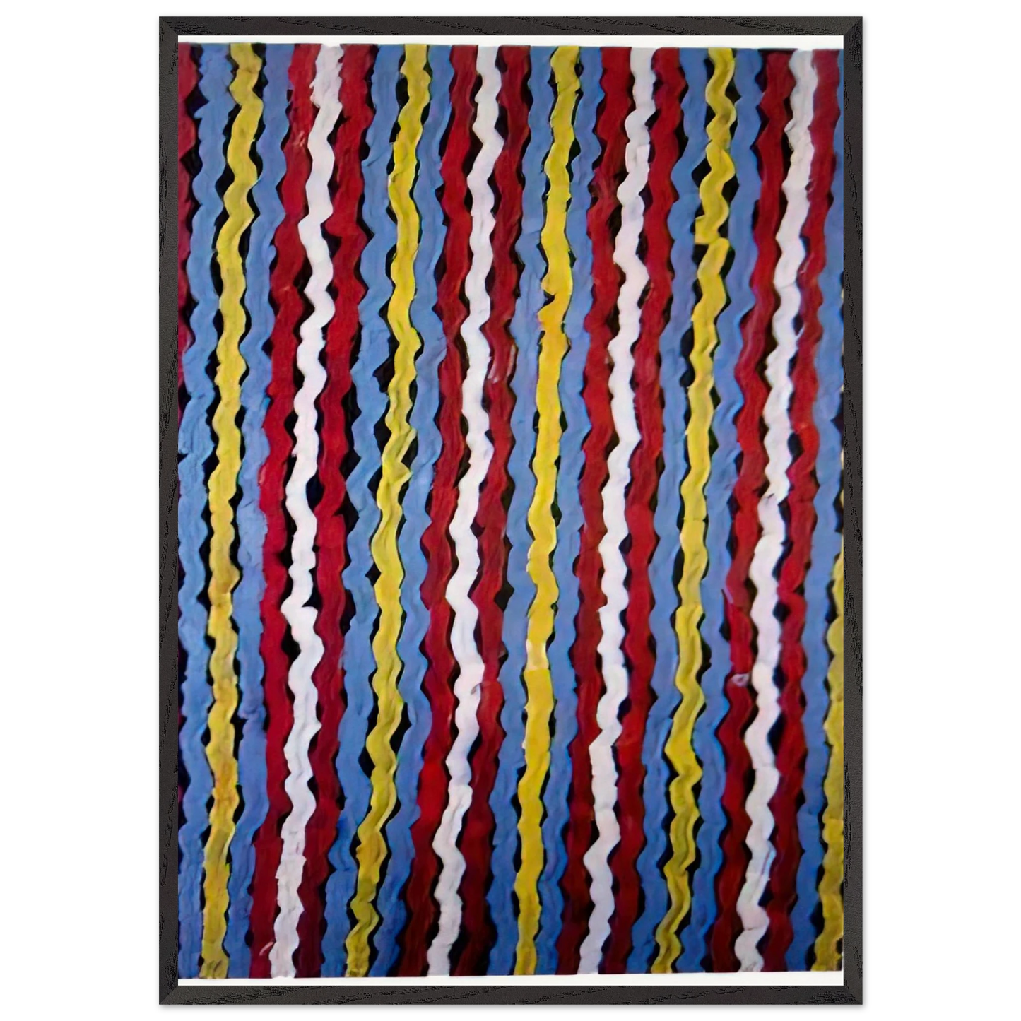 Spear Dreaming - Native Art - Clifford Possum Tjapaltjarri Framed Art Print – Black Wooden Frame - Default Title - -Framed Art Print