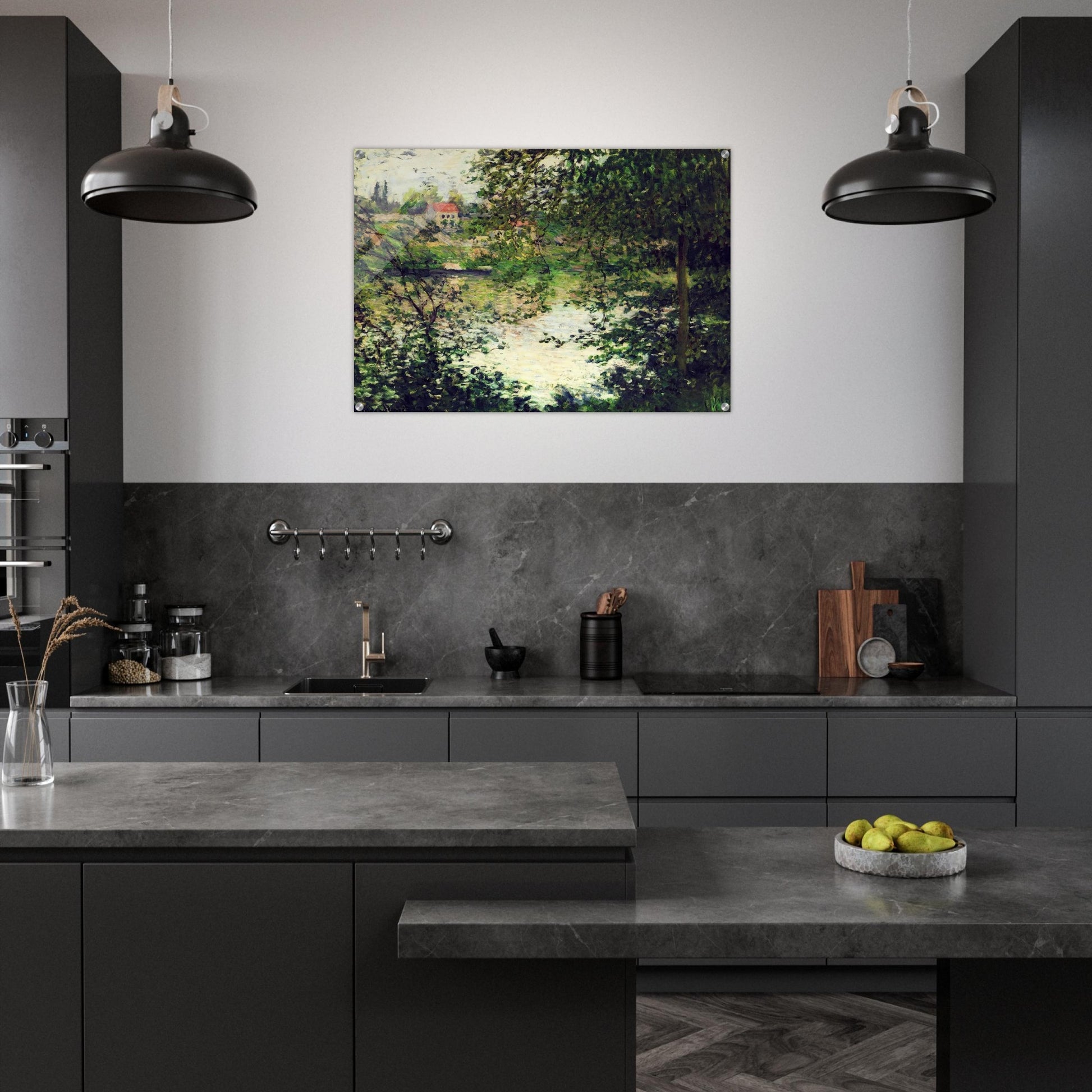 Ile de La Grande Jatte Through the Trees - claude monet Acrylic Print - 70x100 cm / 28x40″ inches | claude monet Wall Art | claude monet Prints