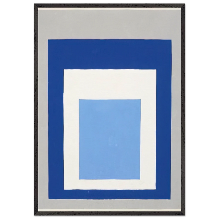 HOMAGE TO THE SQUARE BLUE WHITE GREY 1951 - Josef Albers 70x100 cm / 28x40 inches Framed Art Print – Black Wooden Frame