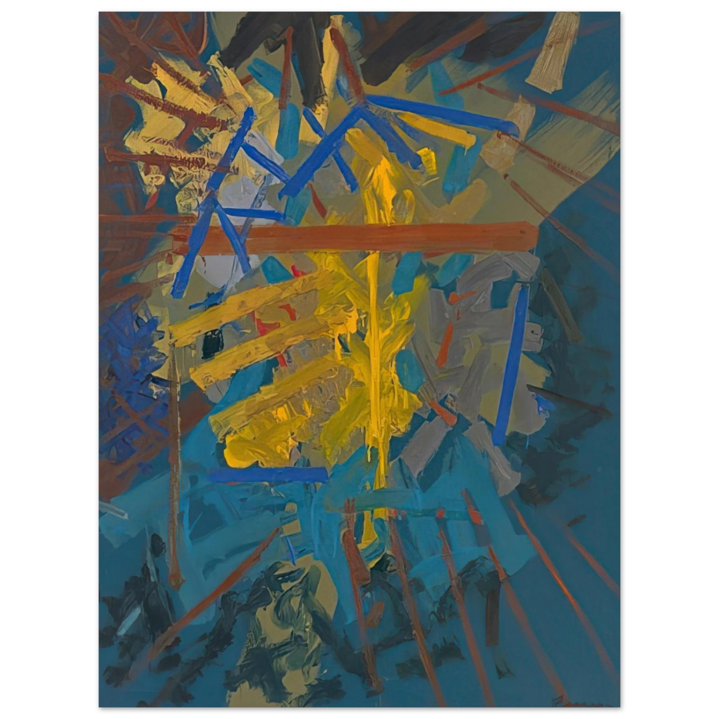 John Ferren - Broken Blue - 1958 Fine Art Poster - Default Title