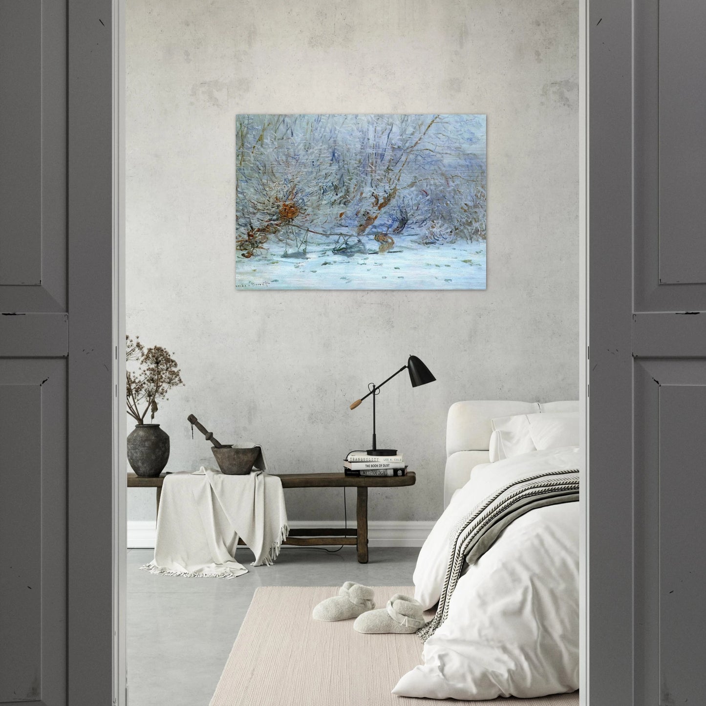 The Frost - claude monet Brushed Aluminum Print - 70x100 cm / 28x40 inches | claude monet Aluminum Print | claude monet Prints