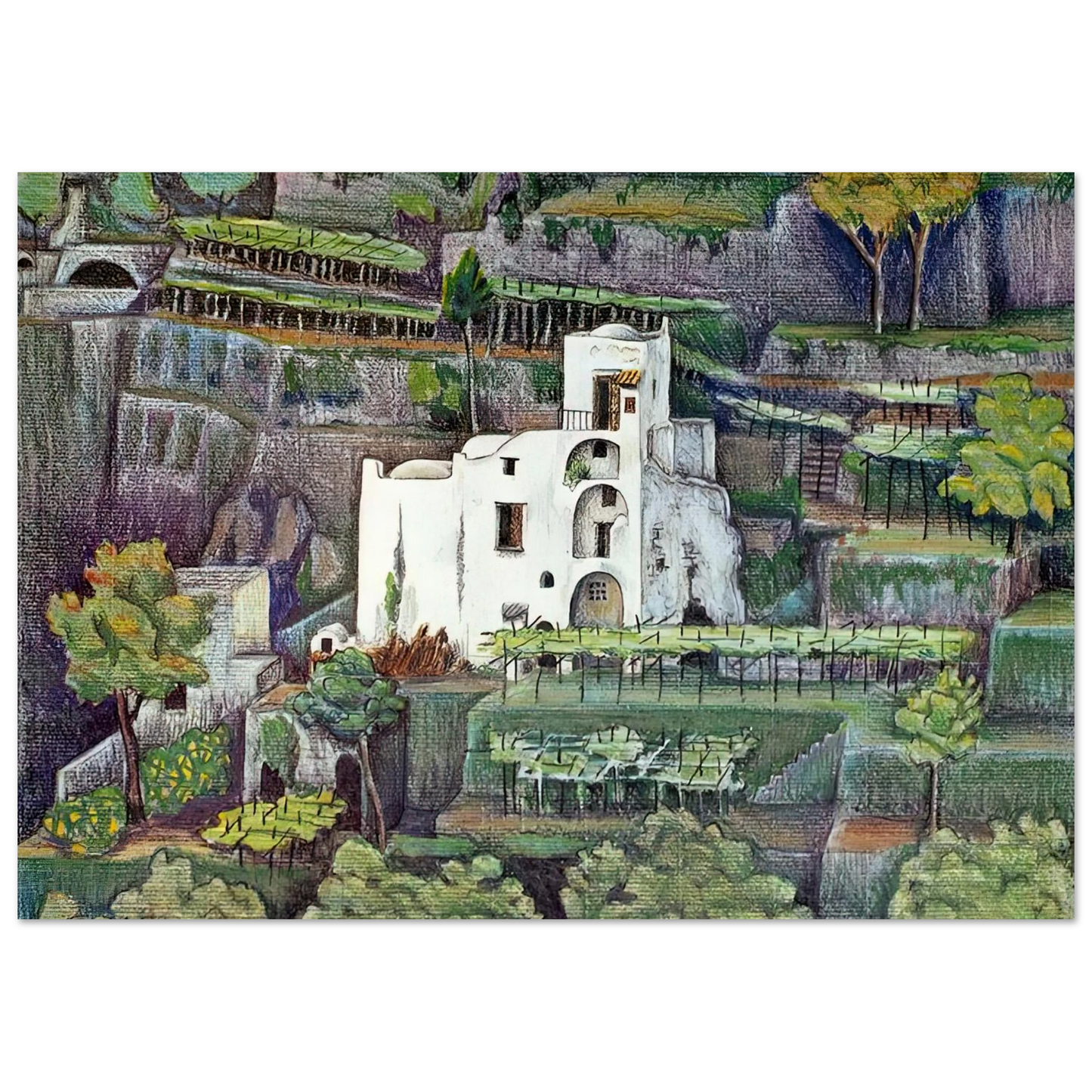 MC Escher - FARMHOUSE RAVELLO COLOUR Wall Art - 60x80 cm / 24x32 inches - Fine Art Poster - -
