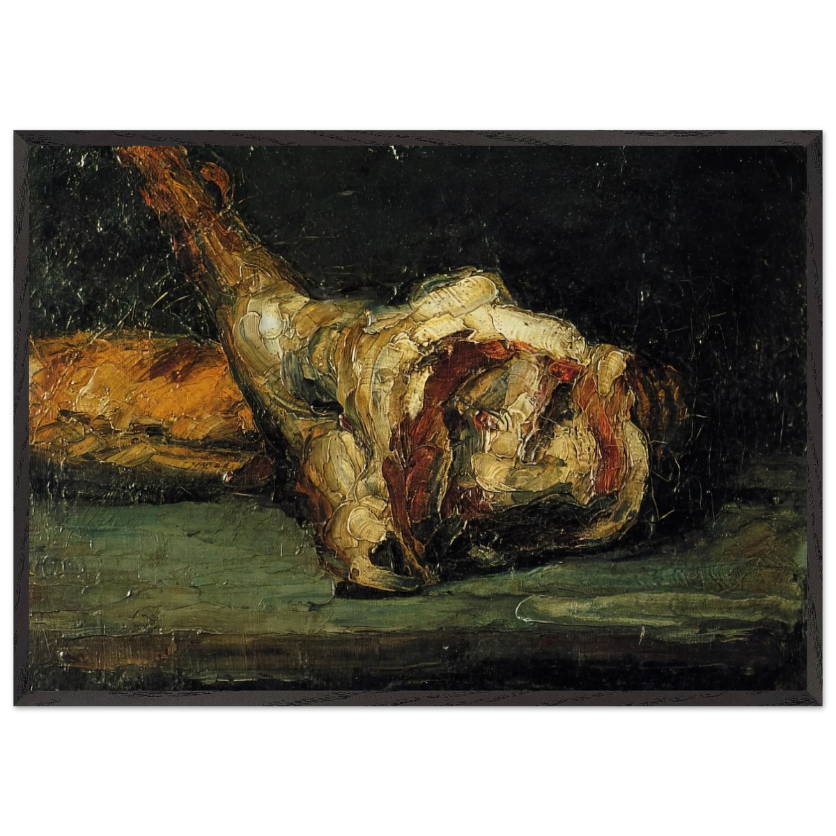 Still Life Bread and Leg of Lamb - Paul Cezanne 70x100 cm / 28x40 inches Framed Art Print – Black Wooden Frame