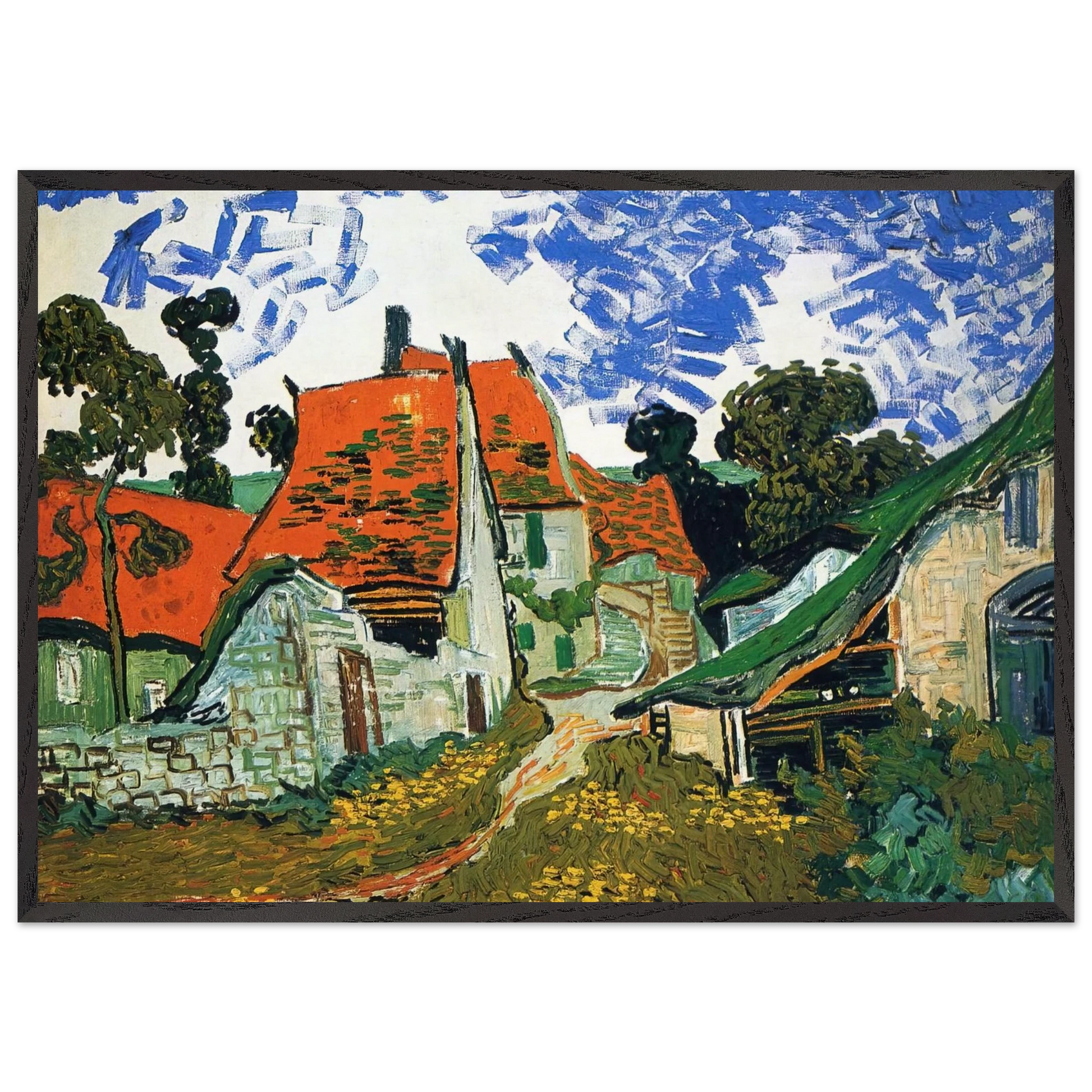 Street in Auvers-sur-Oise - Vincent van Gogh Framed Art Print – Black Wooden Frame - Default Title - -Framed Art Print