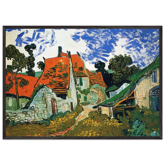 Street in Auvers-sur-Oise - Vincent van Gogh 70x100 cm / 28x40 inches Framed Art Print – Black Wooden Frame