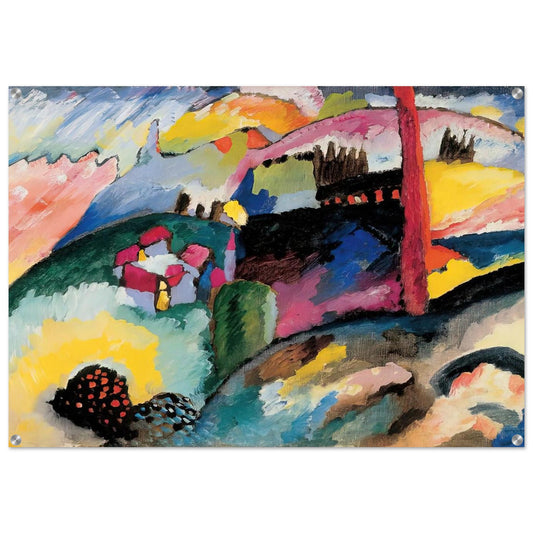 LANDSCAPE WITH FACTORY CHIMNEY 1910 - Wassily Kandinsky Acrylic Print - 70x100 cm / 28x40″ inches