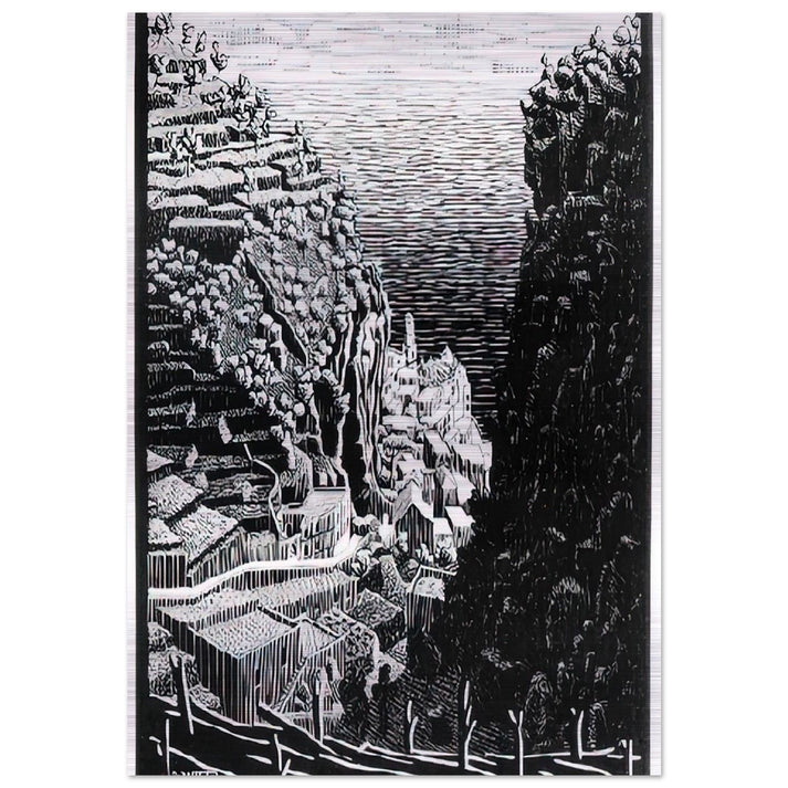 ATRANI COAST OF AMALFI 1 - MC Escher Brushed Aluminum Print - 70x100 cm / 28x40 inches | MC Escher Aluminum Print | MC Escher Prints