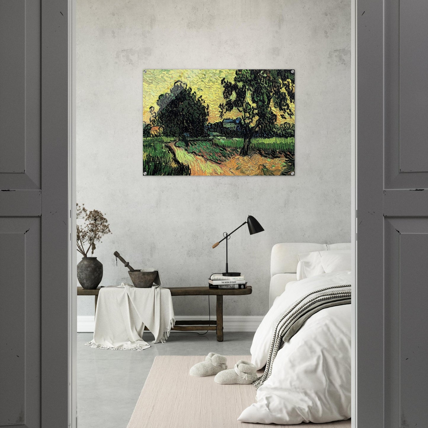 Landscape with the Chateau of Auvers at Sunset - Vincent van Gogh Acrylic Print - 70x100 cm / 28x40″ inches