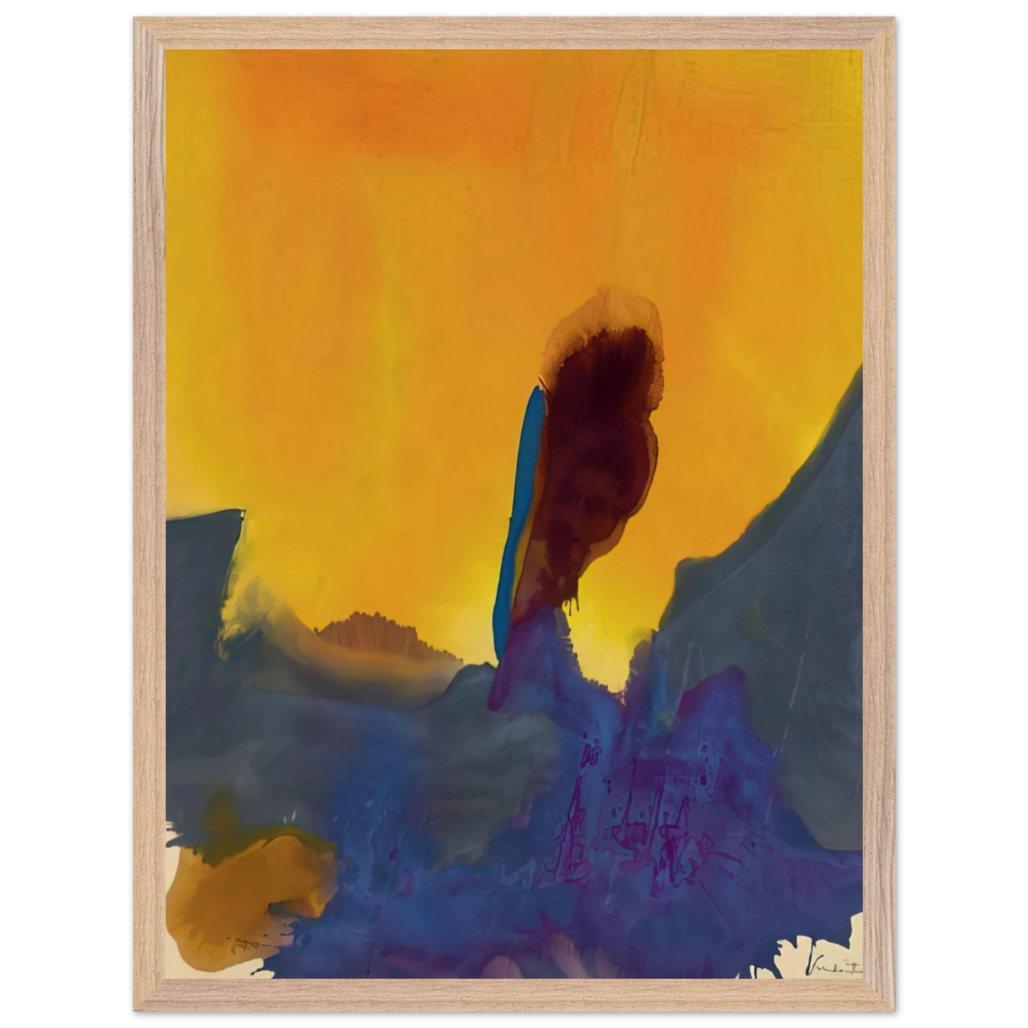 Helen Frankenthaler - Glow II - 1968 Wall art - 70x100 cm / 28x40 inches - Premium Wooden Framed Poster With Fine Art Paper - White frame