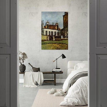HOUSE IN THE SUBURBS OF PARIS - Maurice Utrillo Brushed Aluminum Print - 70x100 cm / 28x40 inches | Maurice Utrillo Aluminum Print | Maurice Utrillo Prints