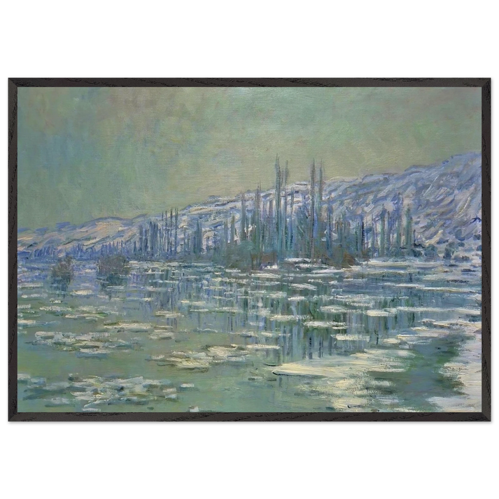 Ice Floes on Siene - claude monet 70x100 cm / 28x40 inches Framed Art Print – Black Wooden Frame