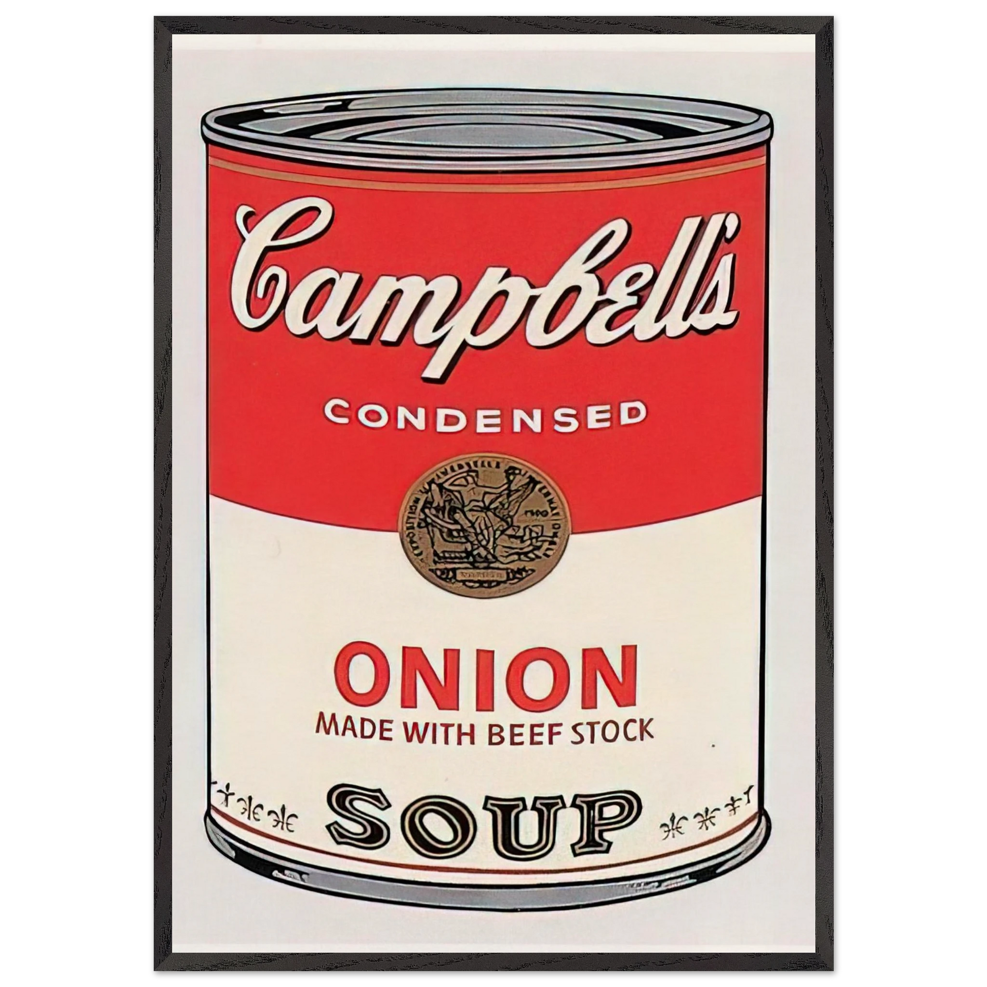 Campbells Soup Can  onion  - Andy Warhol Framed Art Print – Black Wooden Frame - Default Title - -Framed Art Print