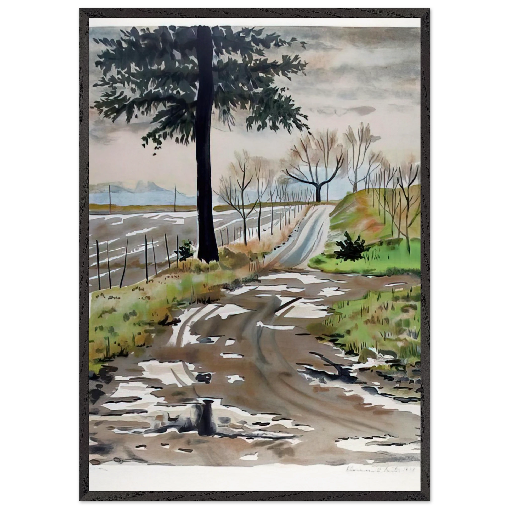 Untitled - Country Road - 1979 - Clarence Holbrook Carter Framed Art Print – Black Wooden Frame - Default Title - -Framed Art Print