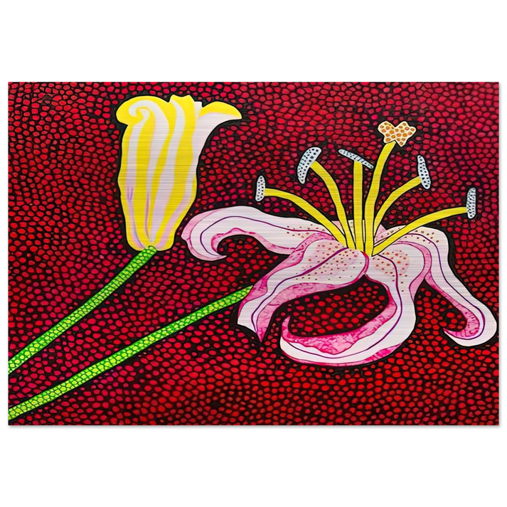 READY TO BLOSSOM IN THE MORNING 1989 - Yayoi Kusama Brushed Aluminum Print - 70x100 cm / 28x40 inches | Yayoi Kusama Aluminum Print | Yayoi Kusama Prints