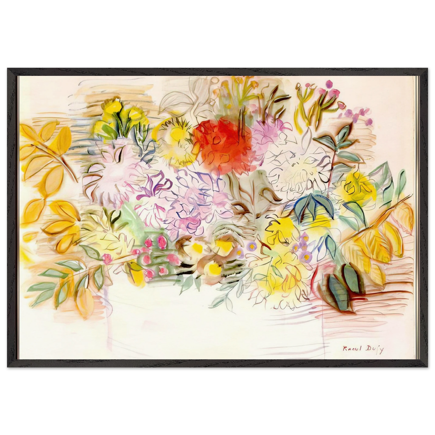 BOUQUET OF FLOWERS N1 - Raoul Dufy Framed Art Print – Black Wooden Frame - Default Title - -Framed Art Print