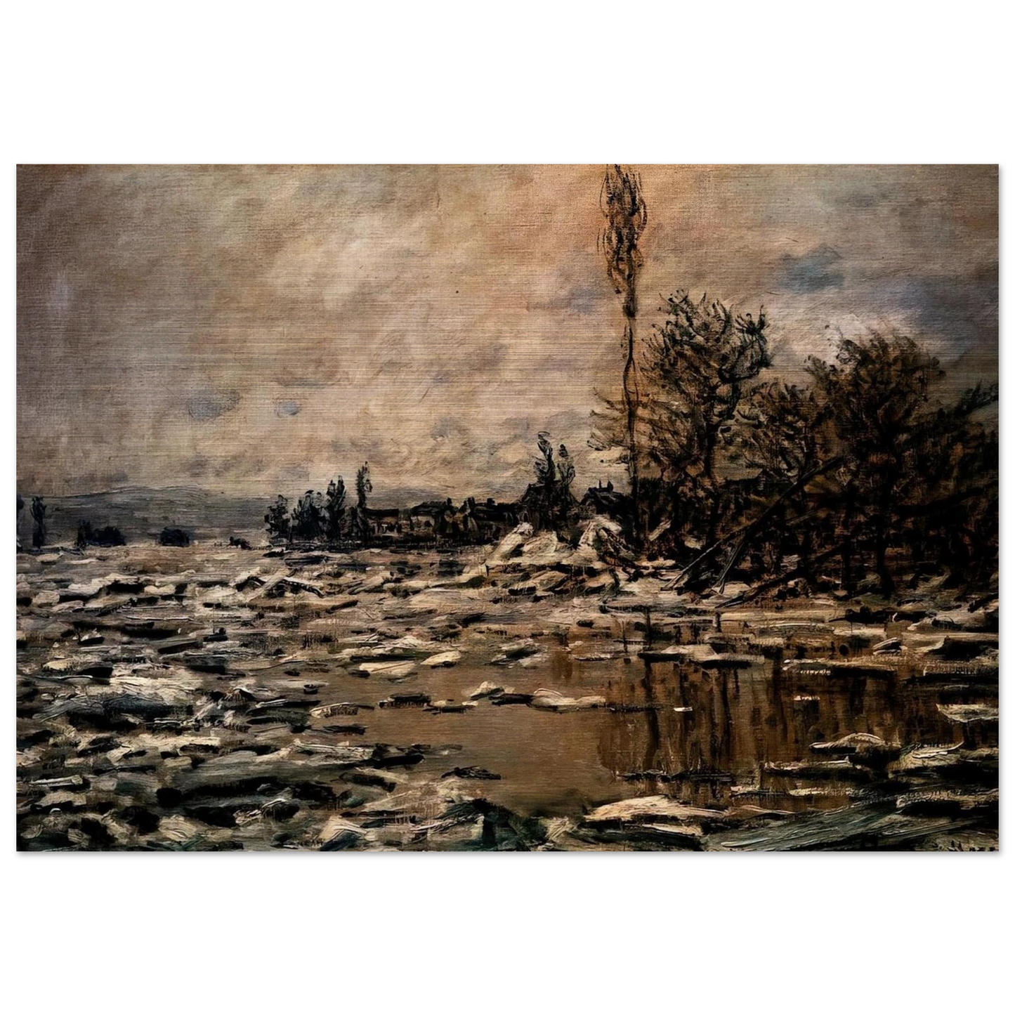 The Break-up of the Ice - claude monet Brushed Aluminum Print - 70x100 cm / 28x40 inches | claude monet Aluminum Print | claude monet Prints