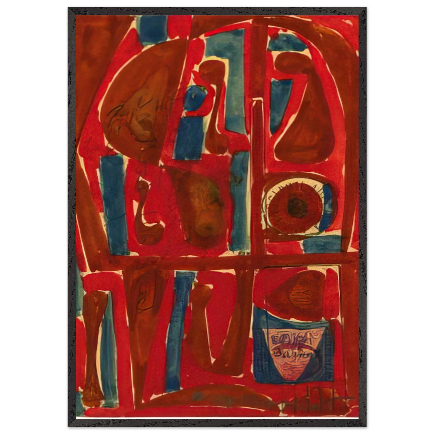 Untitled - 1958 N6 - Will Barnet Framed Art Print – Black Wooden Frame - Default Title - -Framed Art Print